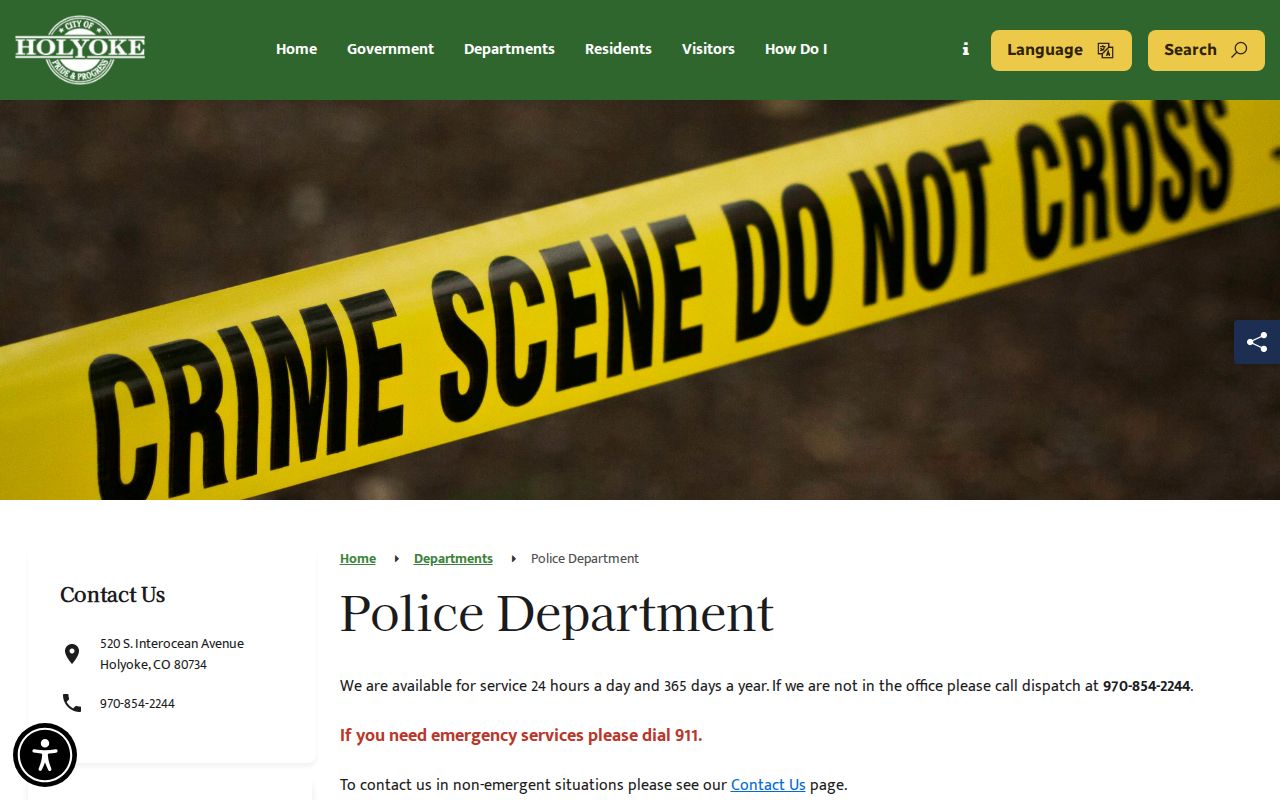 Holyoke Police Department source for city criminal records
