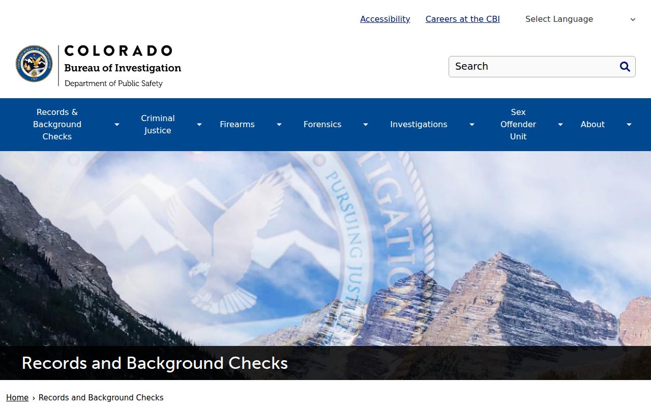 Colorado Bureau of Investigation official records and background checks page