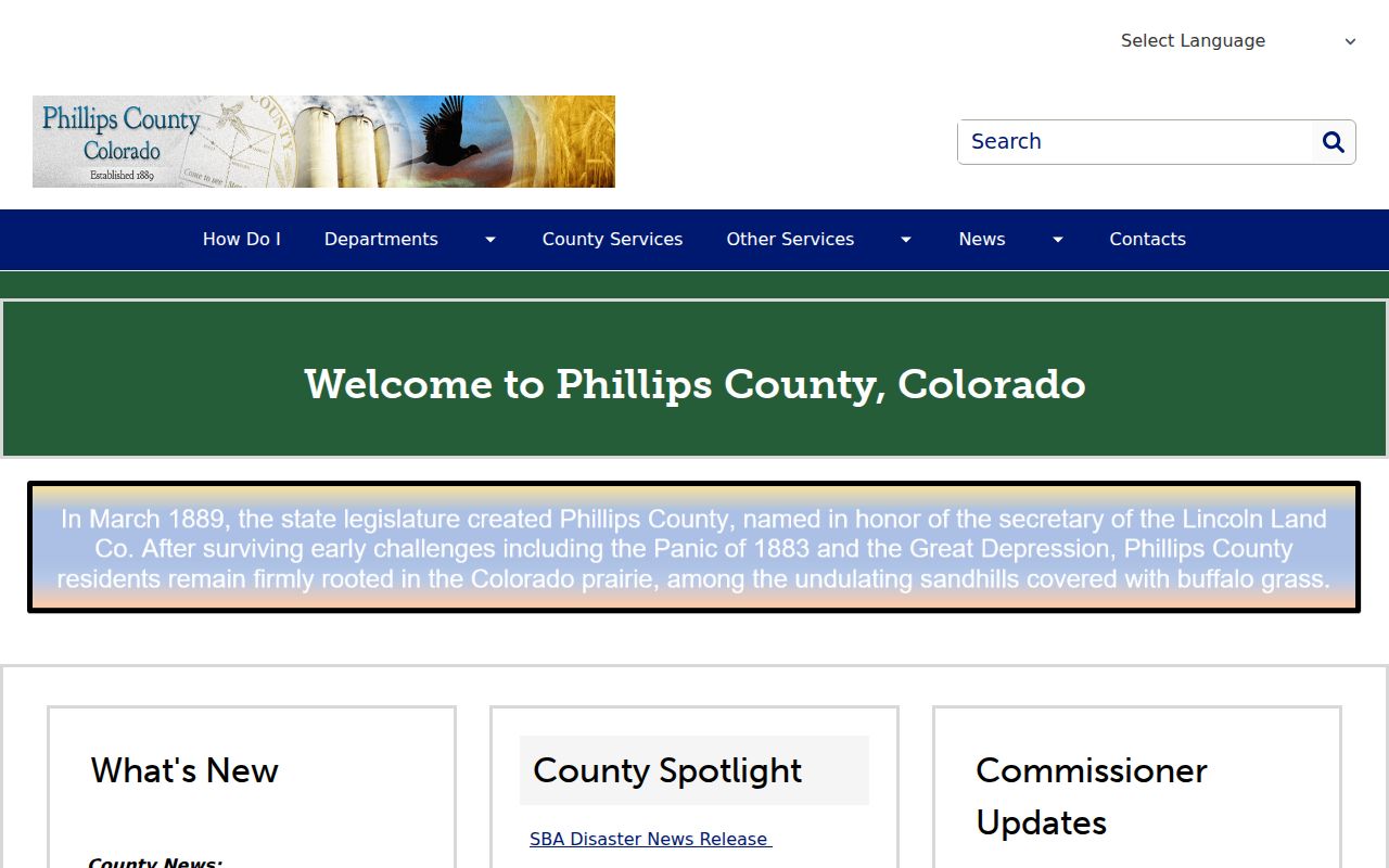 Phillips County government page for courthouse and county office navigation