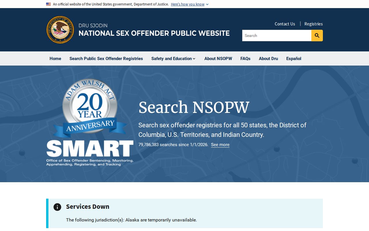 Dru Sjodin National Sex Offender Public Website search gateway